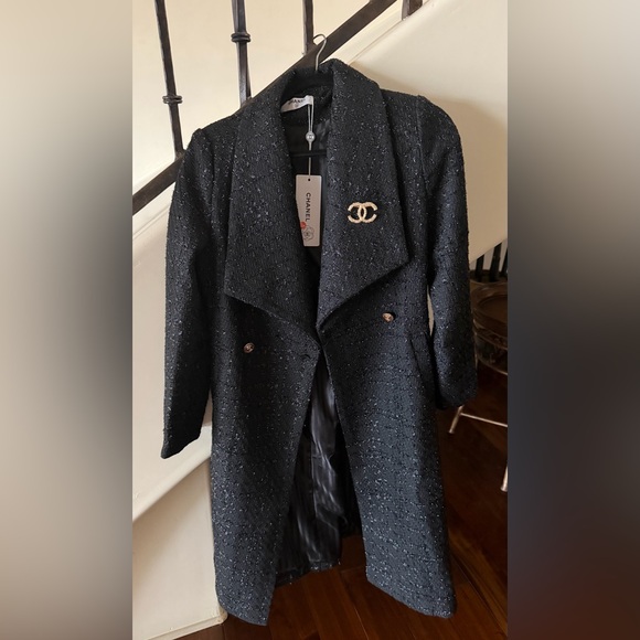No Name Elegant Black Tweed Coat with Gold Accents size XS - Picture 11 of 11